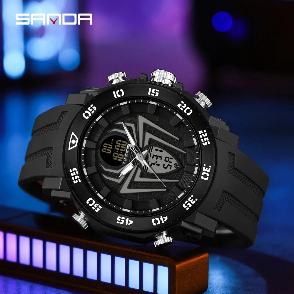 SANDA Men Military Watches Fashion Sport Watch Analog Electronic LED Wristwatches For Man 50M Waterproof Clock Relogio Masculino