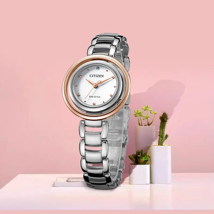 CITIZEN Women's Watch Stainless Steel Belt Round Dial Fashion Simple Women's Watch quartz watches EM0668-83A