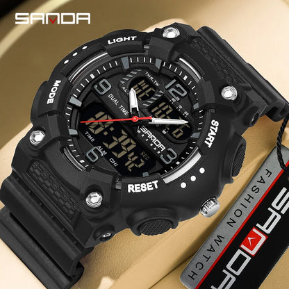 SANDA New 6181 Men's Quartz Electronic Watch Night Glow Date Multi functional Waterproof Student Men's Quartz Electronic Watch