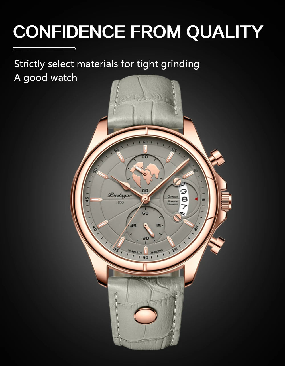 POEDAGAR Luxury Casual Sport Watch Top Brand Creative Chronograph Leather Strap Date Waterproof Men's Watches Relogio Masculino