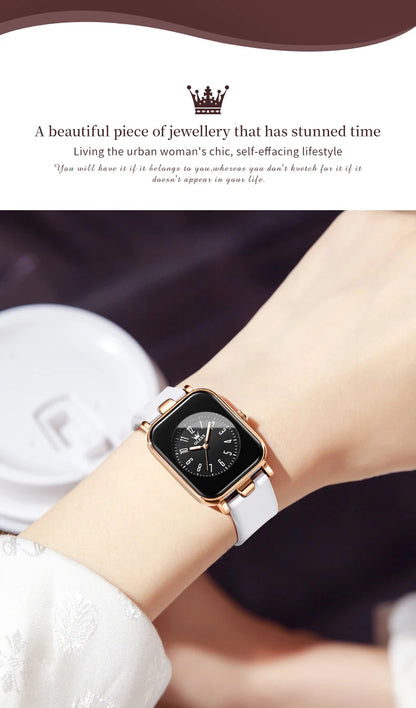 OLEVS NEW Square Watch for Ladies Luminous Waterproof  Silicone Band Simple Wristwatch 2023 Trend Fashion Women Watches Original