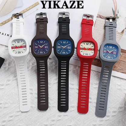 YIKAZE Women Watches Big Square Quartz Watch Women's Wristwatch Waterproof Silicone Strap Fashion Ladies Dress Watch Clock