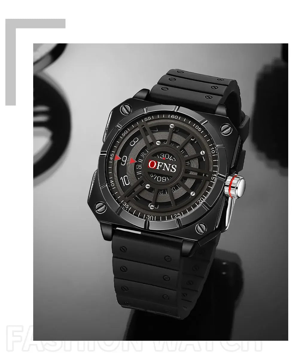 OFNS New 8026 Fashion Men's Watch Creative Cool Trend Large dial Quartz Watch Business Waterproof Men's Watches