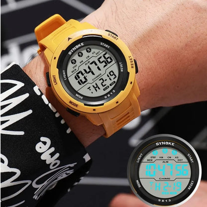 SYNOKE Hommes Sports de Plein Air Multifonctionnel Étanche Grand Écran Affichage Lumineux LED Numérique Pour Hommes Mode Montre En Silicone