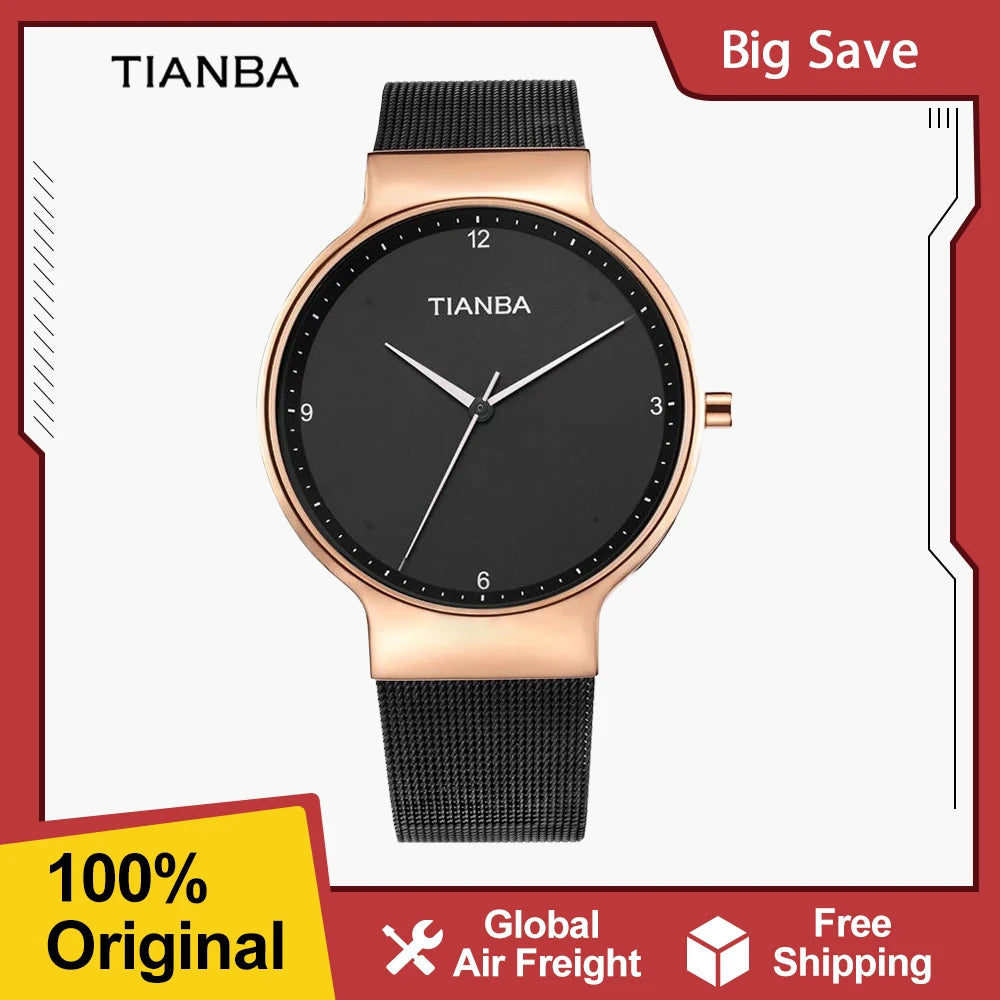 TIANBA Solar Energy Watch Men Quartz Watches Waterproof Fashion Leisure Stainless Steel watchs