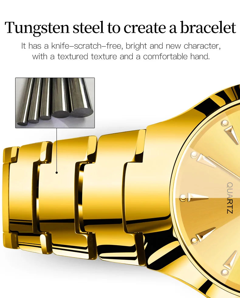 Montre à quartz OLEVS avec bracelet en acier tungstène pour homme et femme, ensemble de montres-bracelets pour amoureux, miroir losange, étanche, affichage de la date