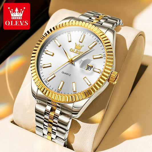 OLEVS Quartz Men's Watch Top Luxury Brand Waterproof and Luminous Stainless Steel Large dial Watch Classic Original Men's Watch