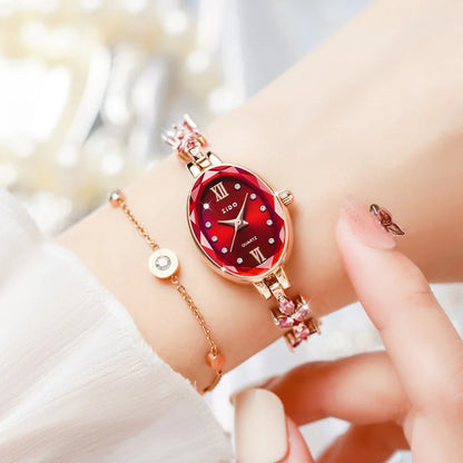 UTHAI V22 Women's Watches Light Luxury Diamond Inlaid Female Watch Waterproof Oval Ladies Fashion Quartz Bracelet Wristwatch