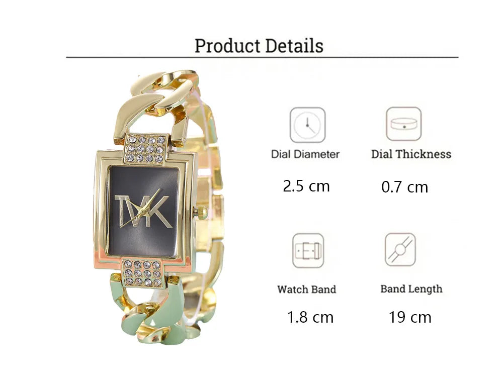 UTHAI W30 Women's Square Diamond Inlaid Light Luxury Small Fashion Quartz Watches Metal Female's Bracelet Watch Girls' Clock