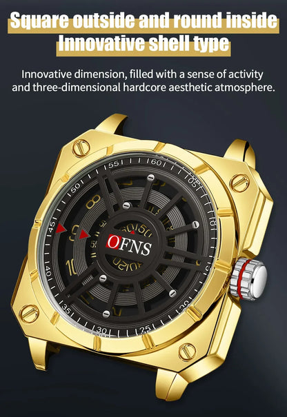 OFNS New 8026 Fashion Men's Watch Creative Cool Trend Large dial Quartz Watch Business Waterproof Men's Watches