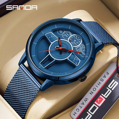 Sanda 1139 Leisure Fashion Trend Quartz Men's Watch Steel/Mesh Strap Business Simple Waterproof Watch