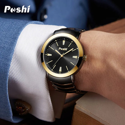 POSHI Fashion Watch for Man Origial Design Alloy Strap Men's Wristwatch Waterproof Business Clock relogios masculino reloj