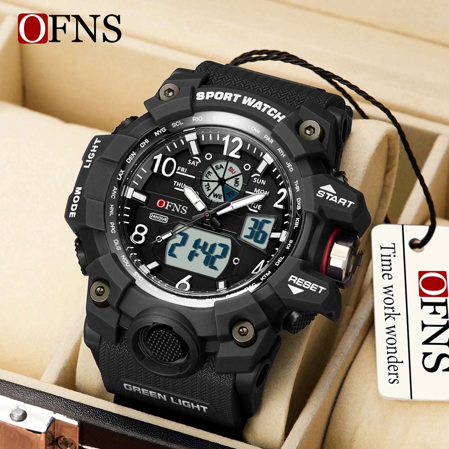 OFNS Top Brand Sports Men's Watches Military Quartz Watch Man Waterproof Wristwatch for Men Clock shock relogios masculino 3169