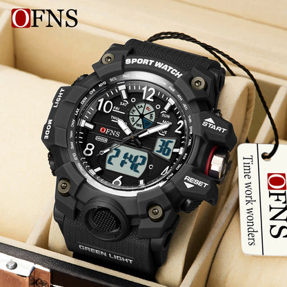 OFNS Top Brand Sports Men's Watches Military Quartz Watch Man Waterproof Wristwatch for Men Clock shock relogios masculino 3169