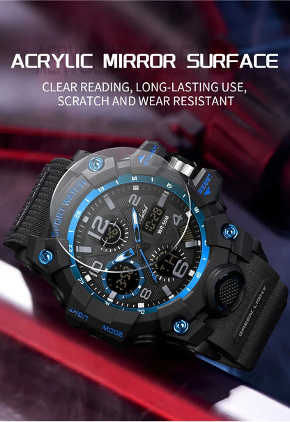 OFNS 6021 Fashionable and Trendy Men's Multi functional Luminous Alarm Clock, Shockproof and Waterproof Men's Watch 2024