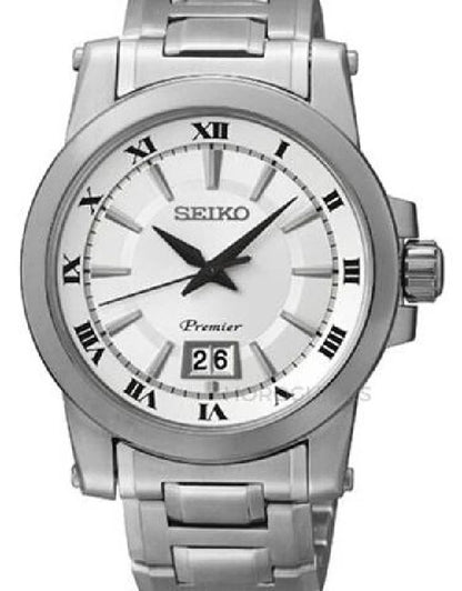 Seiko Quartz Stone Men's Watch Japan Original Leisure Steel Strap Texture Black White Color Watch 10 Bar Waterproof SUR013J1