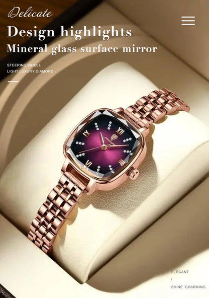 POEDAGAR High Quality Luxury Women Watch Stainless Steel Square Waterproof Quartz Ladies Wristwatches Dress Elegant Femme Clocks