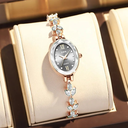 UTHAI V22 Women's Watches Light Luxury Diamond Inlaid Female Watch Waterproof Oval Ladies Fashion Quartz Bracelet Wristwatch