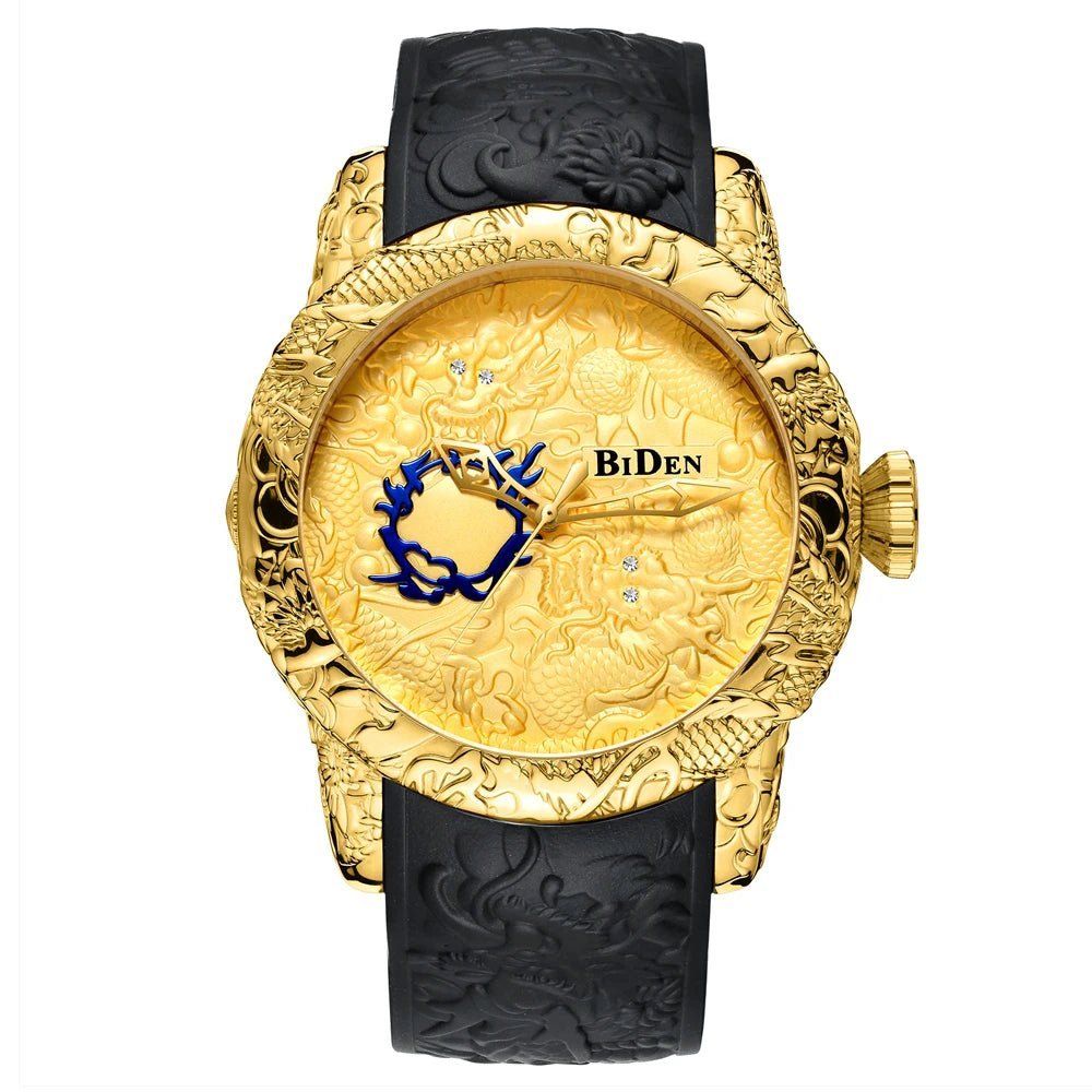 3D Sculpture Dragon Man Watch Top Brand Luxury Golden Black Men Watches Wrist Exquisite Creative Clock Waterproof Watch for Men