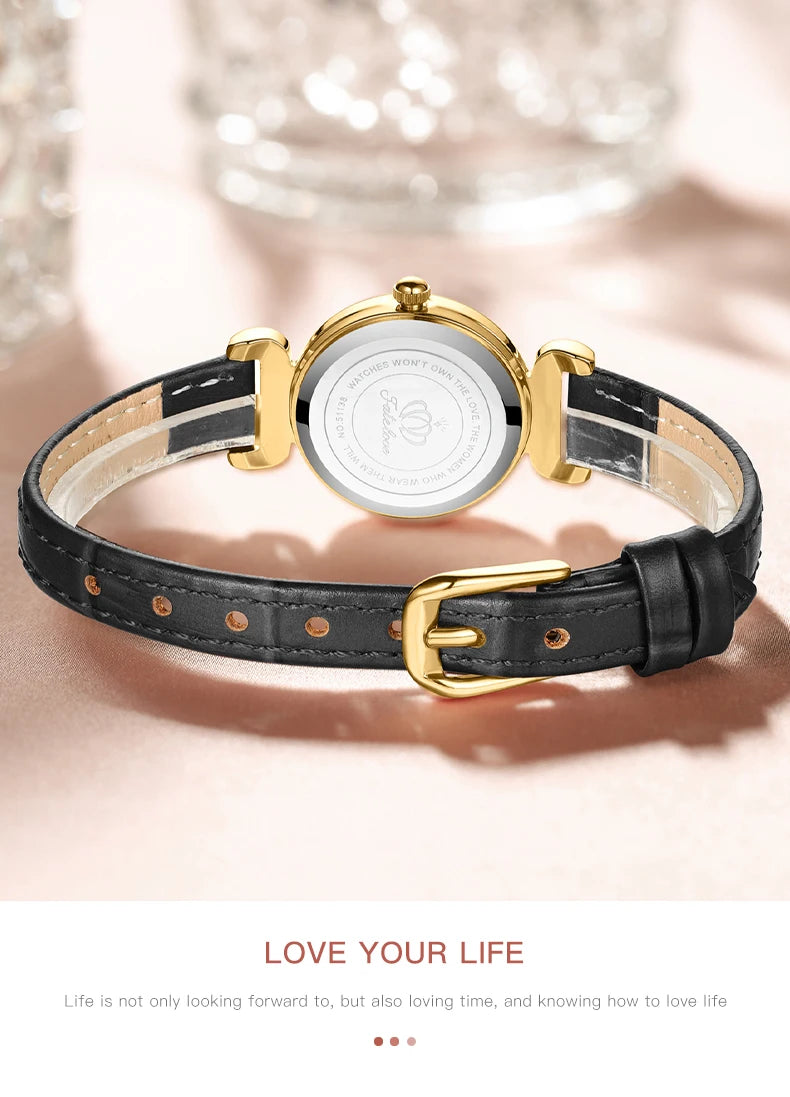 Montre à quartz rétro pour femme Fate Love, élégante, de luxe, avec bracelet en acier inoxydable doré, étanche, bracelet en cuir, montre à quartz pour femme