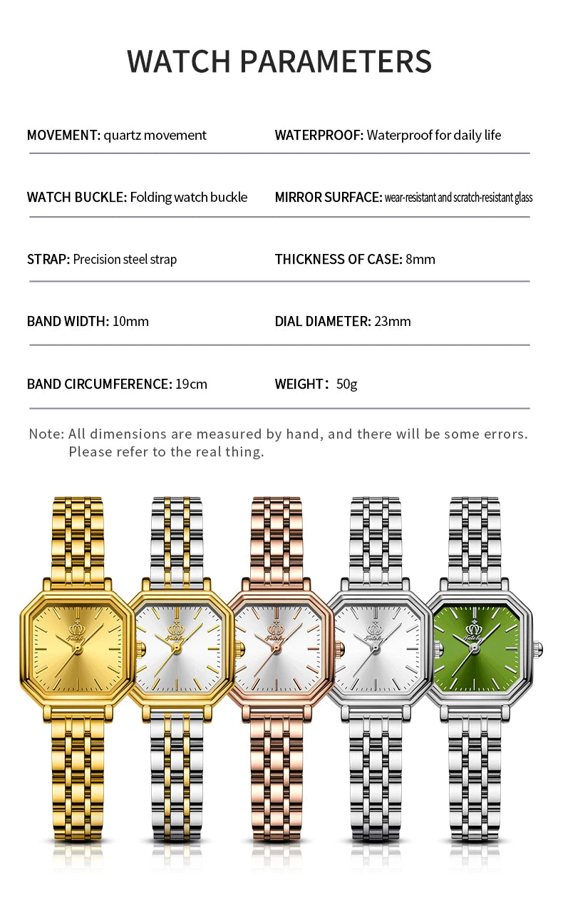 Montre à quartz à cadran carré OLEVS pour femmes en acier inoxydable montre-bracelet en or de mode robe élégante montres de luxe pour femmes de marque TOP