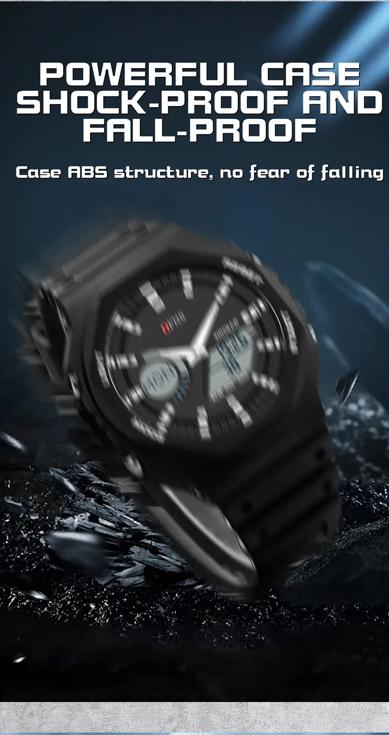 OFNS Top Luxury Men's Quartz Watches Waterproof Men Military Sport Watch Relogio Masculino Dual Display LED Digital Wristwatch