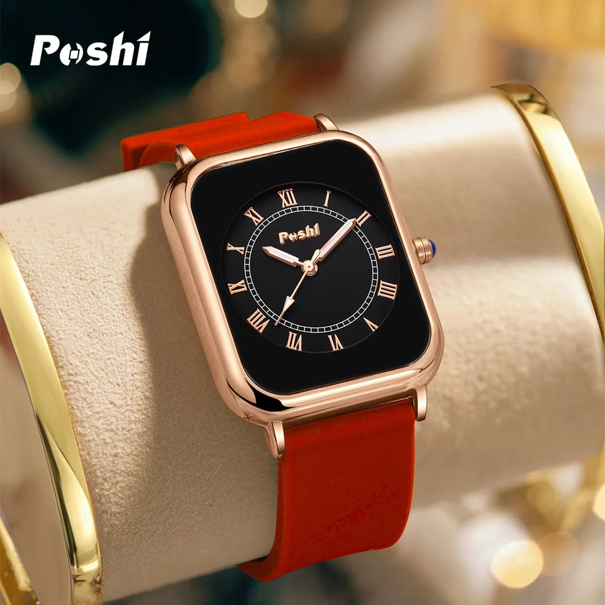 POSHI Original Quartz Wrist Watch for Women Simple Elegant Women's Watches Waterproof Silicone Strap Trend Fashion Style