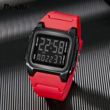 POSHI Original Sport Watch Mens Watches Luxury Stopwatch Luminous Alarm Clock Calendar Week Digital Wristwatch for Man 2023