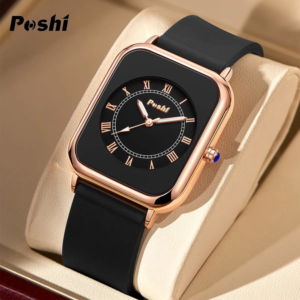 POSHI Original Quartz Wrist Watch for Women Simple Elegant Women's Watches Waterproof Silicone Strap Trend Fashion Style