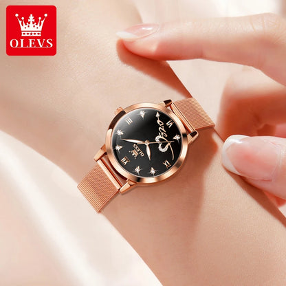 OLEVS New Women's Watches Elegant Original Waterproof Stainless steel Luminous Top Brand Ladies Wristwatch Ladies Quartz Watch