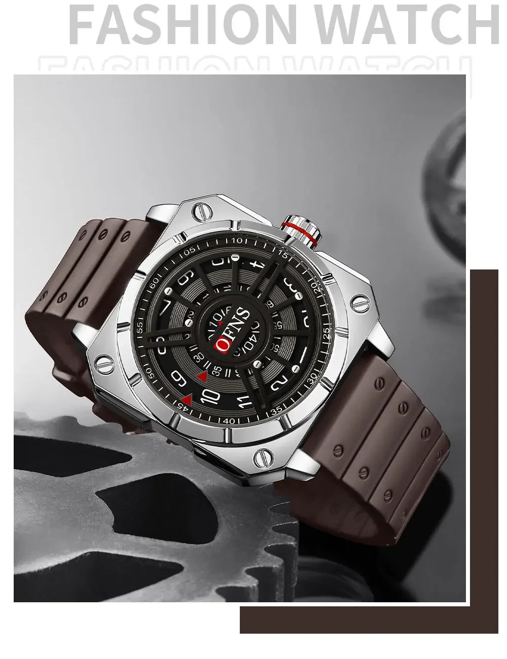 OFNS New 8026 Fashion Men's Watch Creative Cool Trend Large dial Quartz Watch Business Waterproof Men's Watches