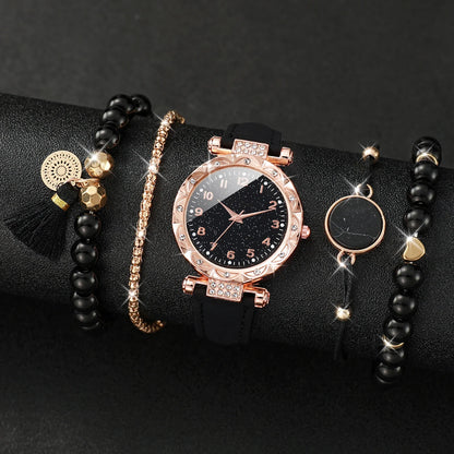 ENSEMBLE DE MONTRES FEMMES À QUARTZ ET STRASS 5 PIÈCES