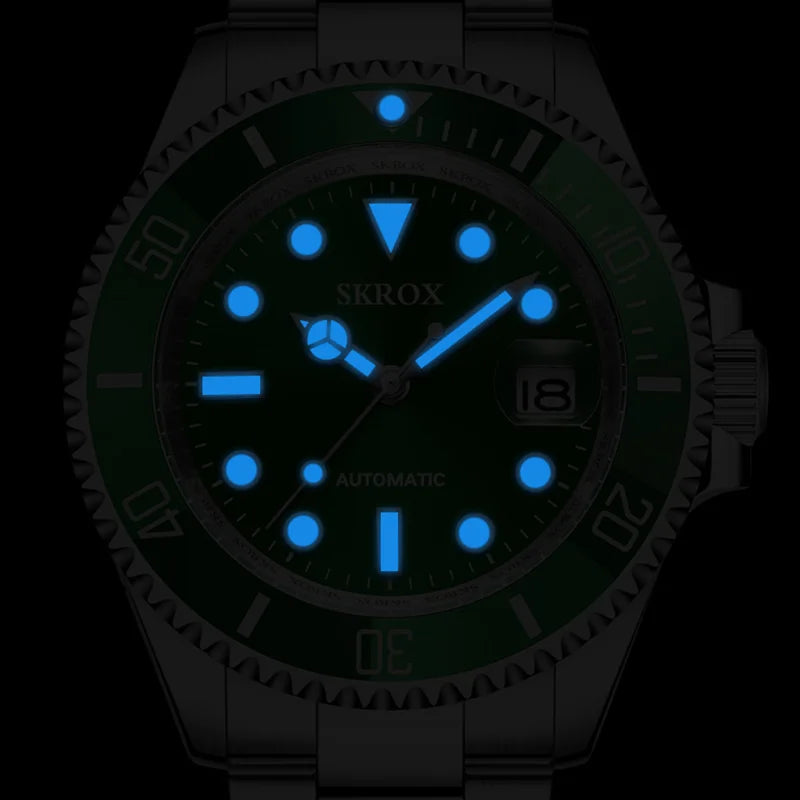 Luxury Brand Replica Green Dial Submarine Diver Luminous Sapphire Stainless Steel Automatic Movement Military Men Wrist Watches