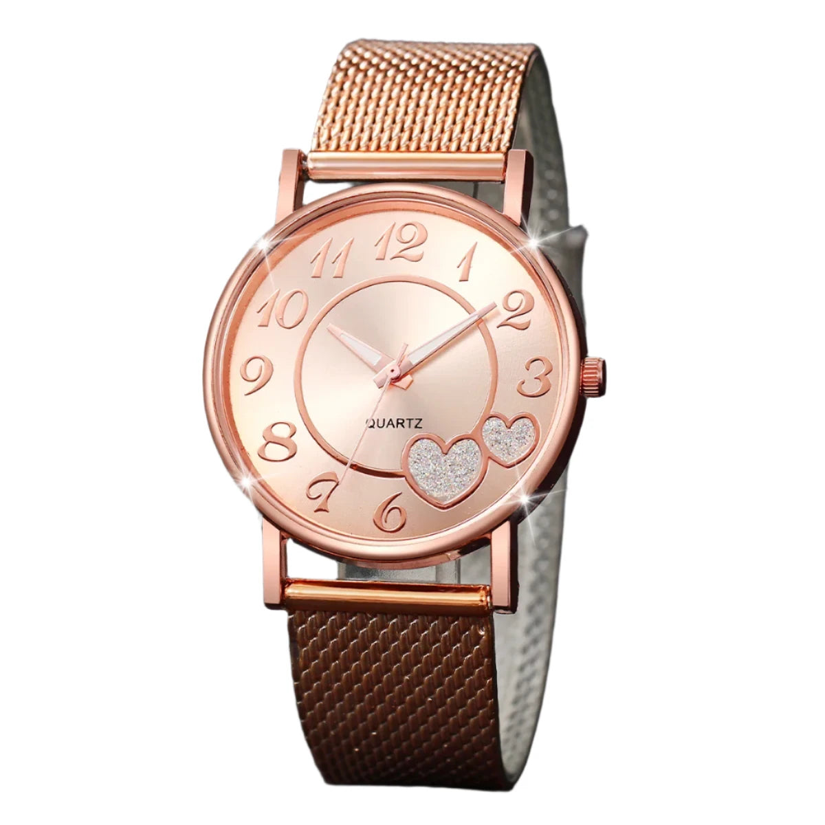 Montre à quartz pour femme avec cadran en forme de cœur et bracelet en strass, bracelet en plastique, montre-bracelet analogique, 2 pièces/ensemble