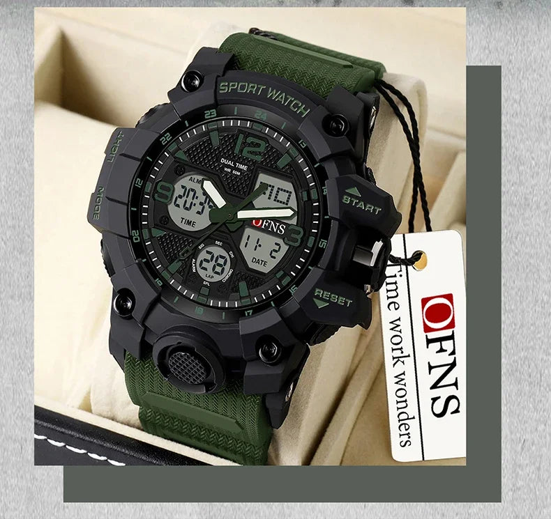 OFNS Top Brand Sports Men's Watches Military Quartz Watch Man Waterproof Wristwatch for Men Clock shock relogios masculino 6030