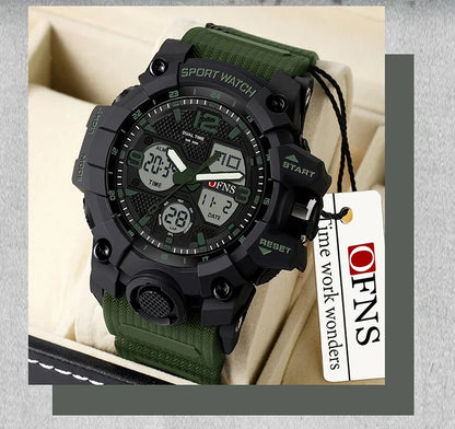 OFNS Top Brand Sports Men's Watches Military Quartz Watch Man Waterproof Wristwatch for Men Clock shock relogios masculino 6030