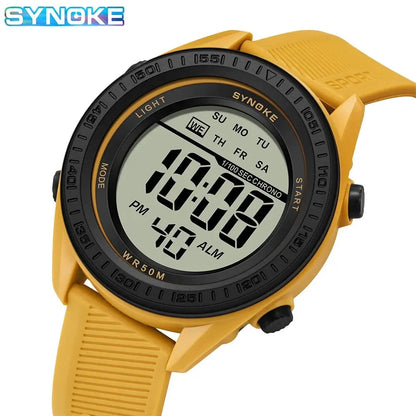 SYNOKE Watch Outdoor Sports Multifunctional Waterproof Shock Resistant Large Screen Display Luminous LED Digital Watch For Men