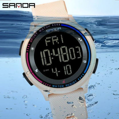 Sanda 6158 New Published Multiple Functions Outdoor Sports Waterproof Digital Movement LED Men Wrist Electronic Alarm Watches