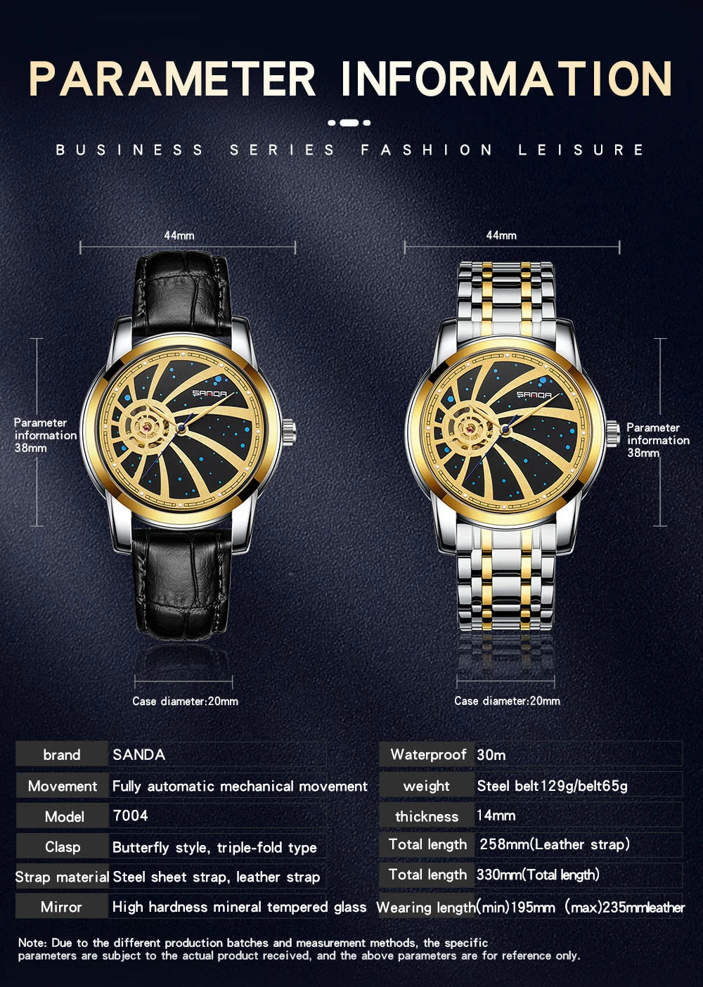 SANDA New Trend Men's Watch Fashion Luminous Waterproof Automatic Mechanical Watch Luxury Personality Religio Masculino 7004