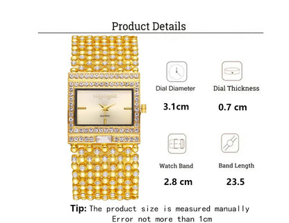 UTHAI W25 Women's Square Quartz Watch Fashion Brand Light Luxury Stainless Steel Bracelet Girls' Diamond Inlaid Wristwatches