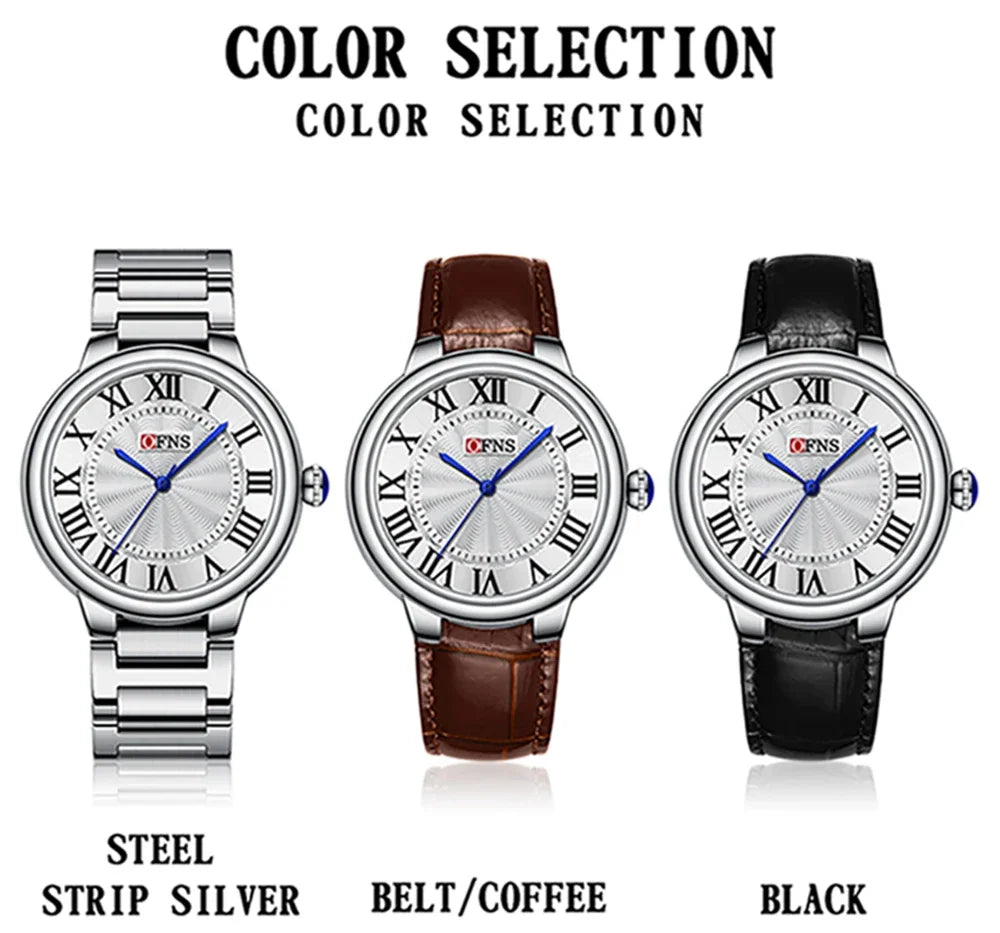 OFNS High end Brand Top 1508 Watch Steel Band Fashion Roman Scale dial Light Luxury Waterproof Women's Quartz Watch 2024