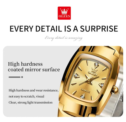 OLEVS 7006 Original Quartz Watch for Couple Tungsten steel Diamond Gold Watch Waterproof Gifts His Hers Watch Sets Couple Watch