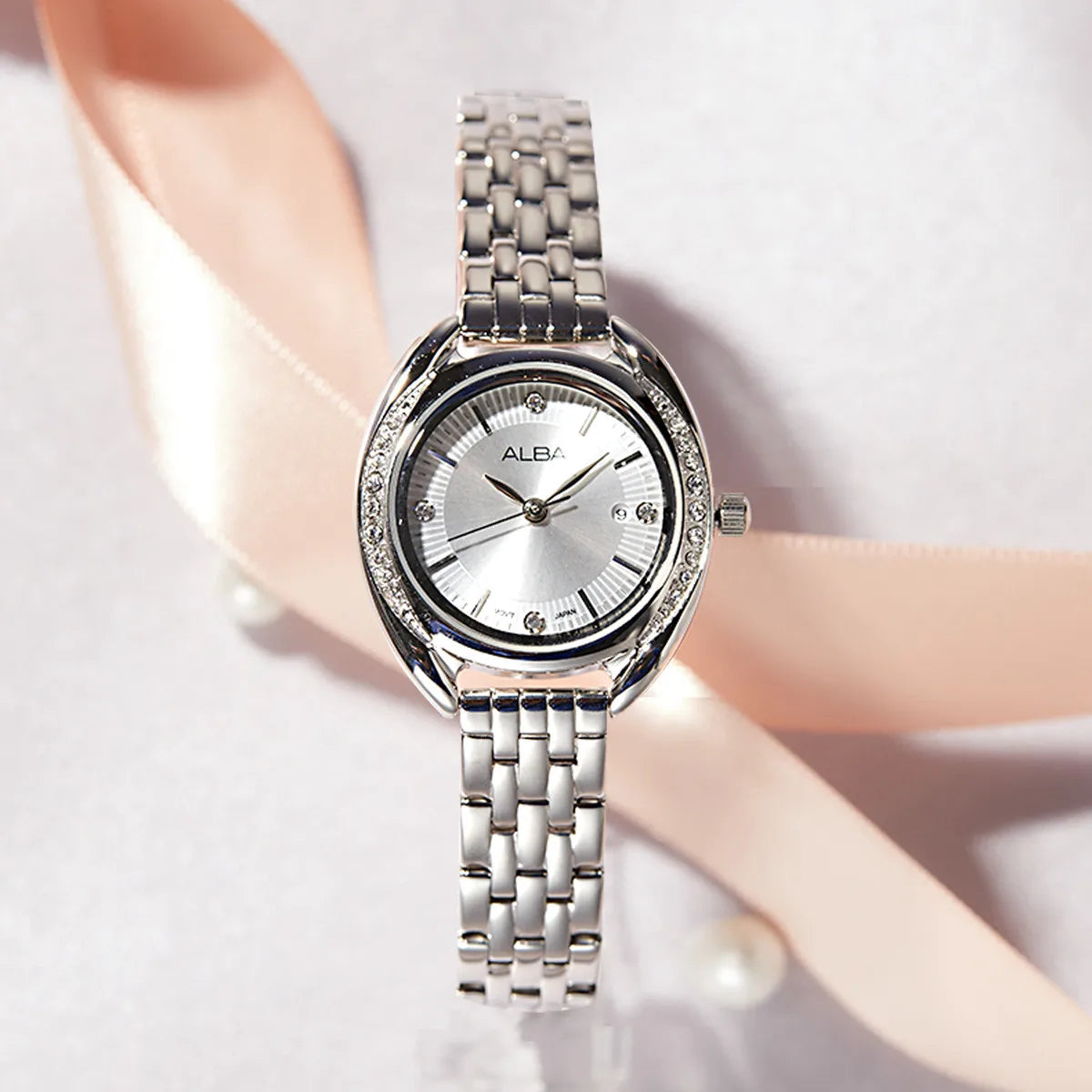 Seiko ALBA Watch For Women Quartz Watches Casual Business Oval Metal Silver 3Bar Waterproof  Watchs