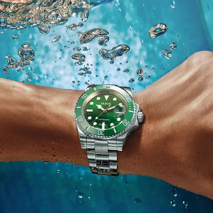 Luxury Brand Replica Green Dial Submarine Diver Luminous Sapphire Stainless Steel Automatic Movement Military Men Wrist Watches