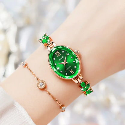 UTHAI V22 Women's Watches Light Luxury Diamond Inlaid Female Watch Waterproof Oval Ladies Fashion Quartz Bracelet Wristwatch