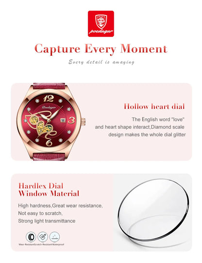 POEDAGAR Fashion Quartz Watch Female Luxury Elegant Casual Clock Waterproof Luminous Date Leather Women Watch Montre Femme gift