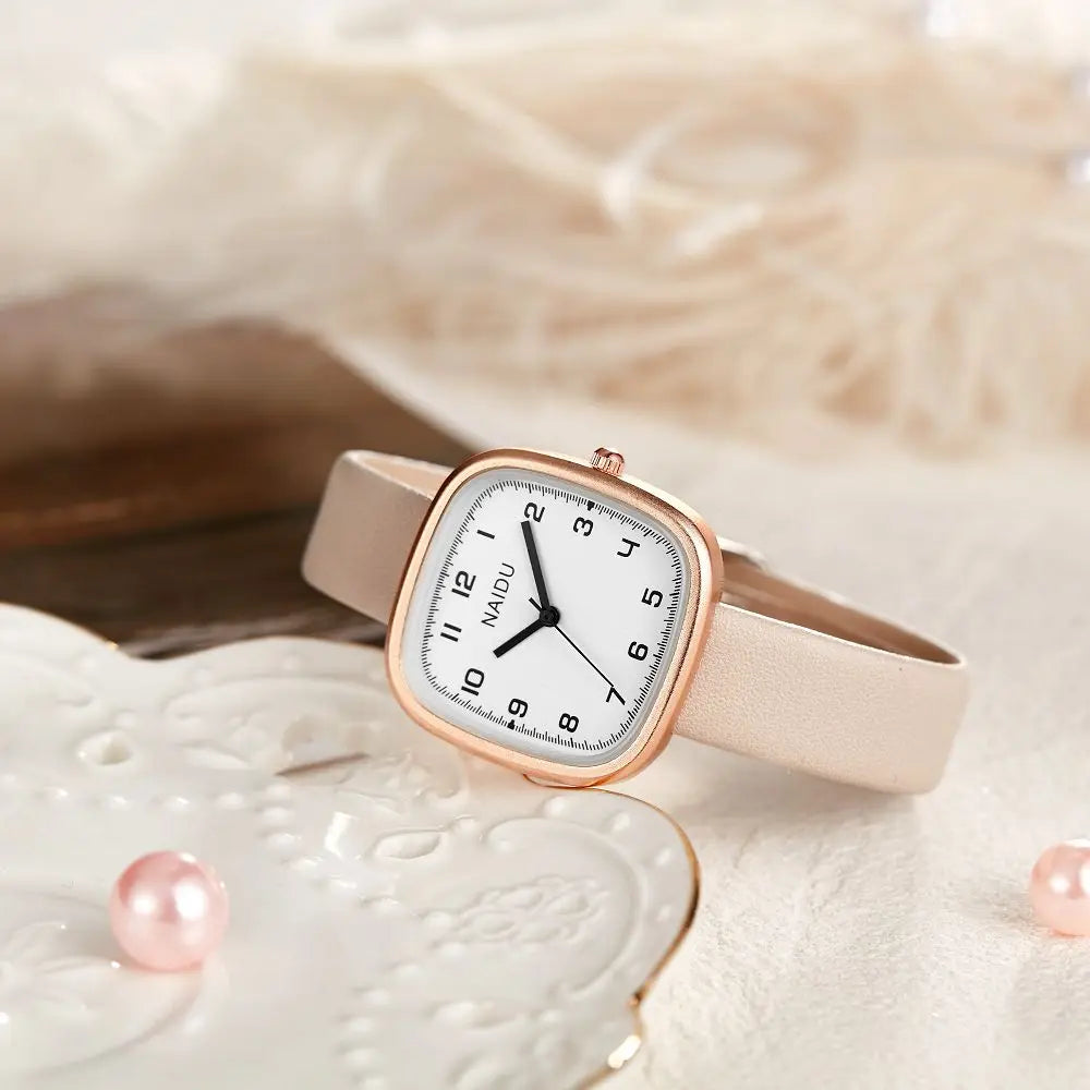 Women Quartz Watch Luxury Fashion Square Rose Gold Sliver Case Band Roman Numeral Dial Female Watches Niche New Dress Wristwatch