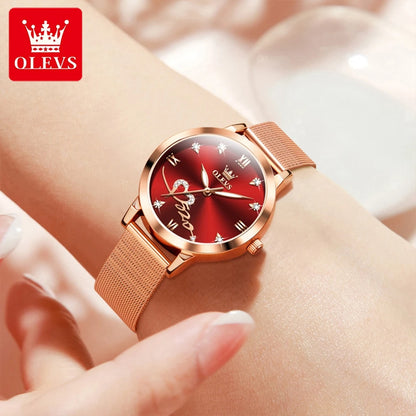 OLEVS New Women's Watches Elegant Original Waterproof Stainless steel Luminous Top Brand Ladies Wristwatch Ladies Quartz Watch