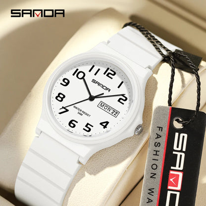 Sanda New 9072 Children's Dual Calendar Electronic Quartz Watch Outdoor Waterproof Simple Male and Female Student Couple Watches