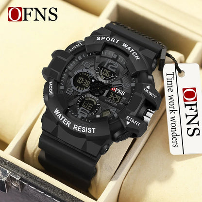 OFNS Top Grade 3168 Fashion Men's Military Multi functional Watch Weekly Sports Belt LED Digital Waterproof Watch Men's Clock